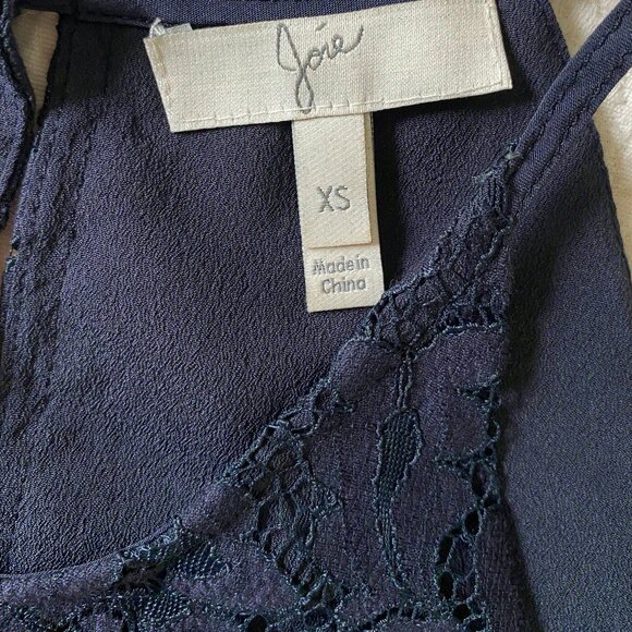 Joie Navy Blue Lace Halter Cut Tank Blouse Women's Size XS - Picture 2 of 4